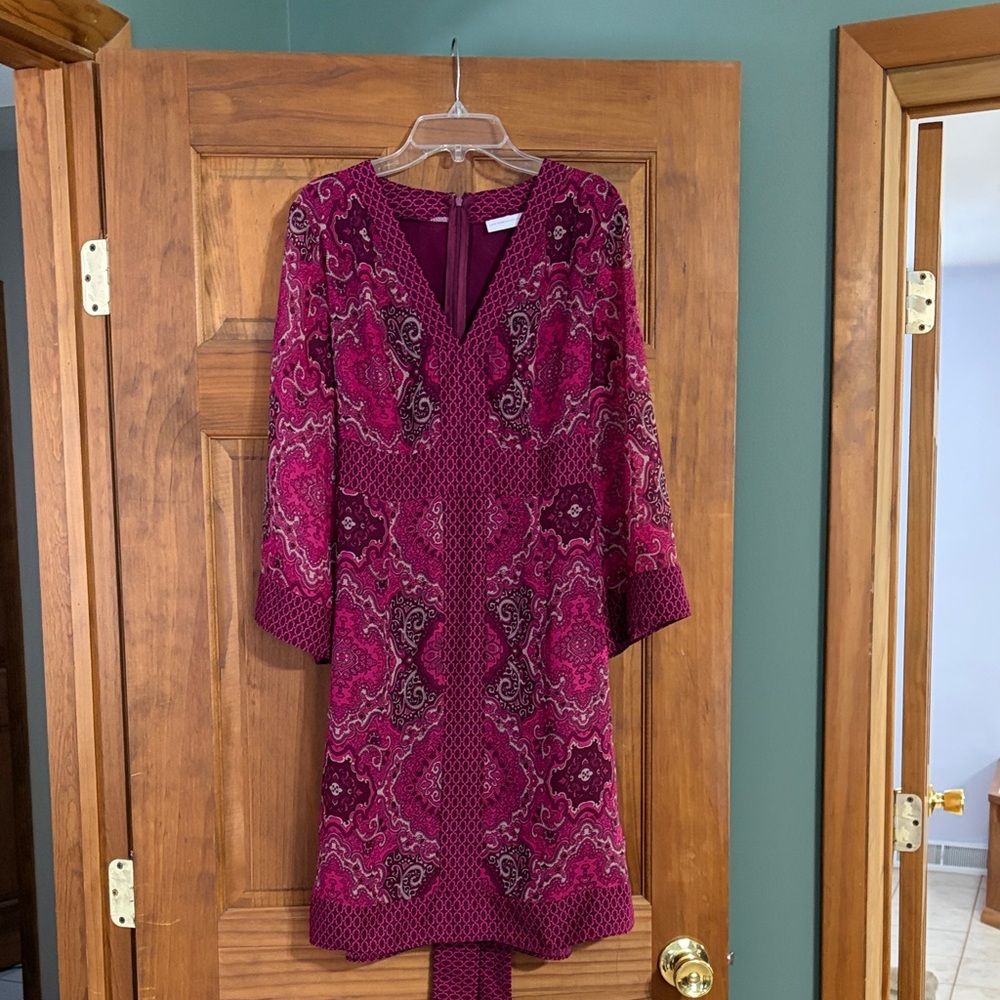 New York & Company Pink Patterned Dress